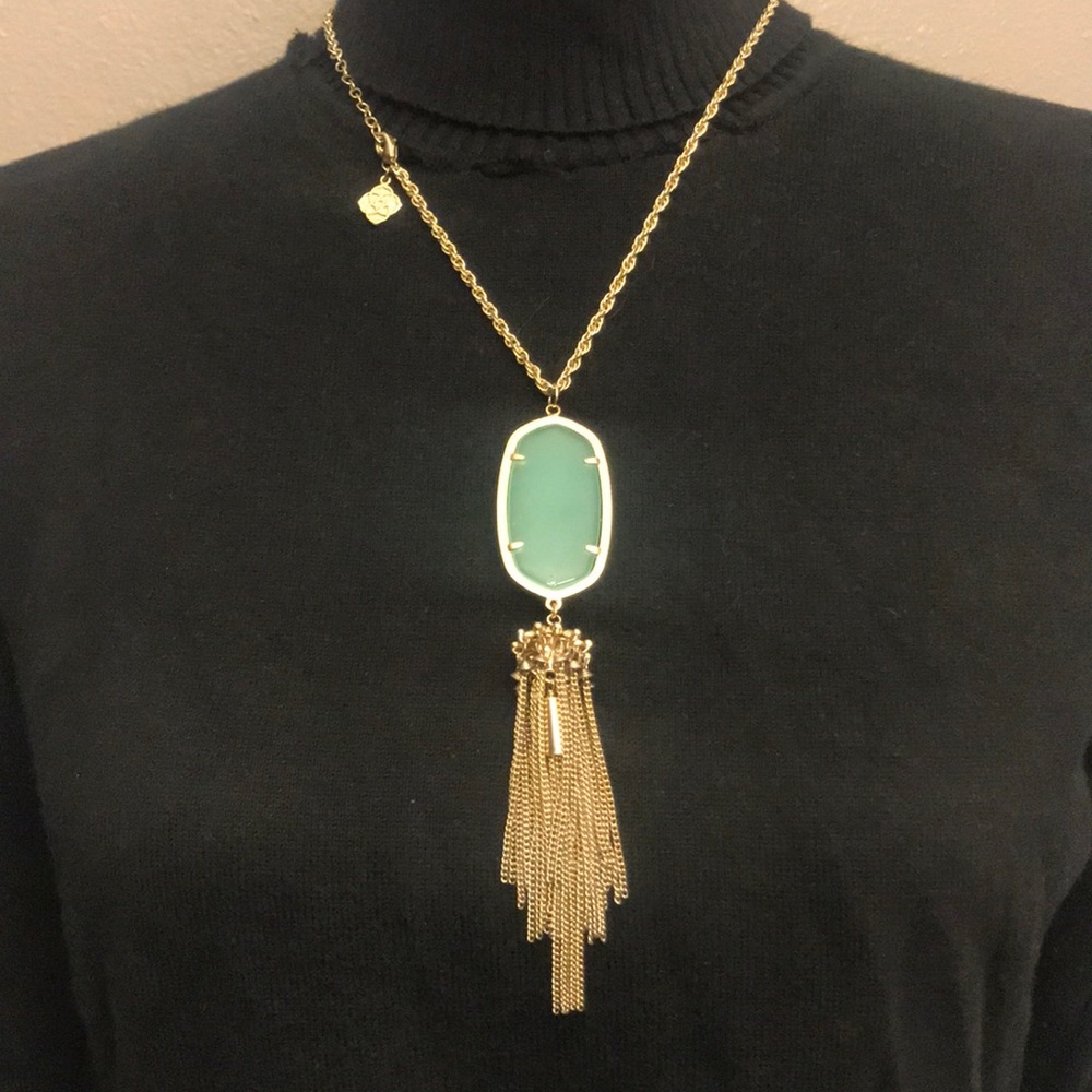 Kendra Scott gold Chalcedony-long Tassel Necklace
